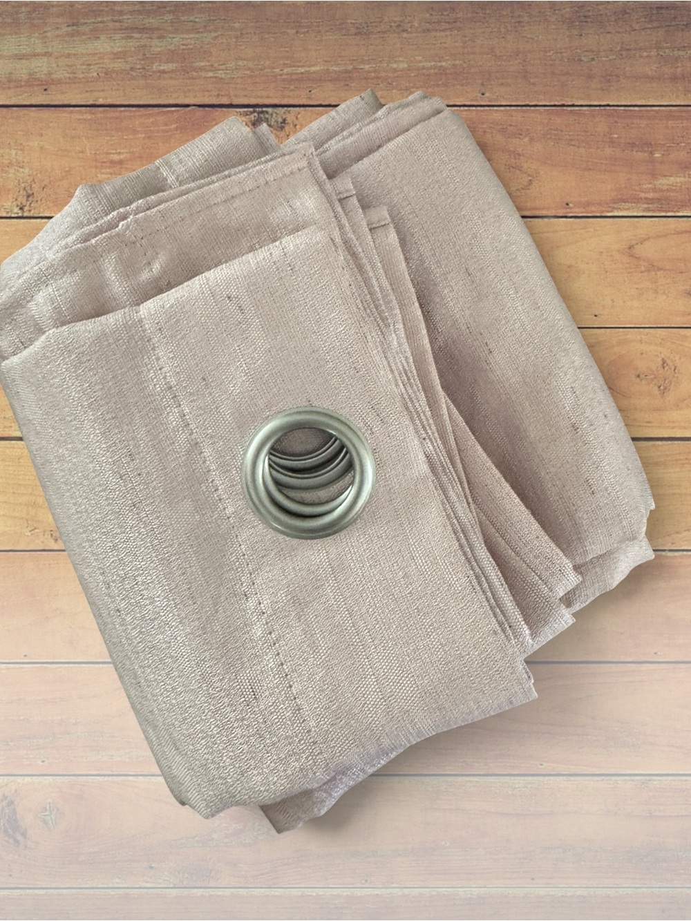 (2) Neutral Grommet Linen-Texture Curtain Panel - Light Pink 37’x96’ Per Panel